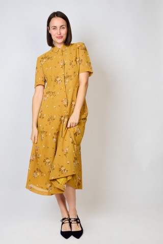 Vestido vintage mostaza con flores - Ropa mujer vintage SusiSweetdress