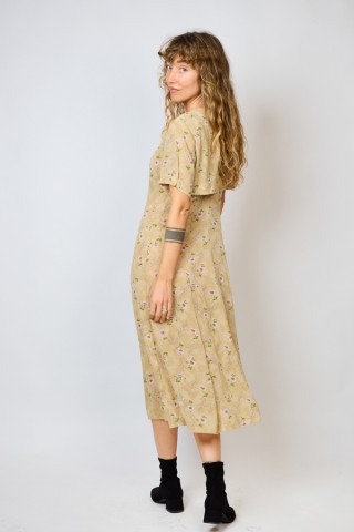 Vestido vintage beige con margaritas - Ropa mujer vintage SusiSweetdress