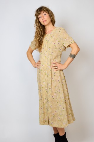 Vestido vintage beige con margaritas - Ropa mujer vintage SusiSweetdress