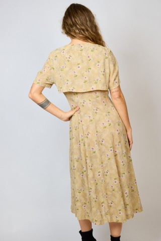 Vestido vintage beige con margaritas - Ropa mujer vintage SusiSweetdress