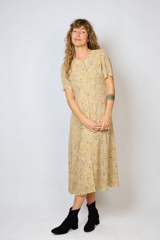 Vestido vintage beige con margaritas - Ropa mujer vintage SusiSweetdress