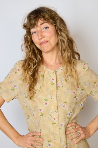 Vestido vintage beige con margaritas - Ropa mujer vintage SusiSweetdress