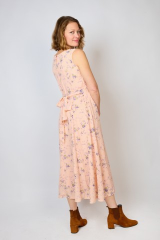 Vestido vintage rosa claro con flores lila - Ropa mujer vintage SusiSweetdress