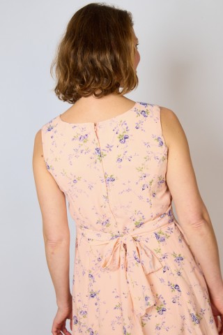 Vestido vintage rosa claro con flores lila - Ropa mujer vintage SusiSweetdress