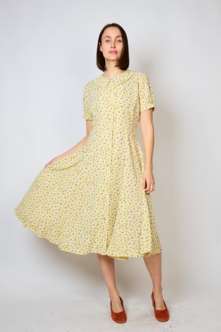 Vestido vintage amarillo pastel con margaritas - Ropa mujer vintage SusiSweetdress