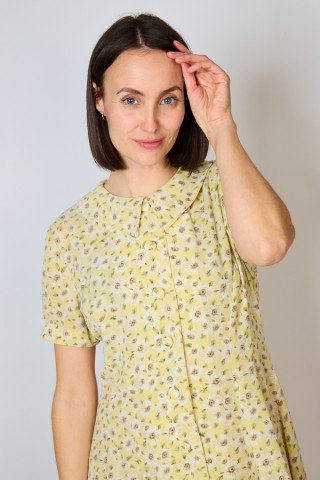 Vestido vintage amarillo pastel con margaritas - Ropa mujer vintage SusiSweetdress