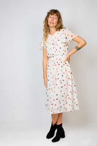 Vestido vintage blanco con topos - Ropa mujer vintage SusiSweetdress