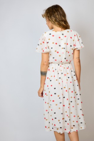 Vestido vintage blanco con topos - Ropa mujer vintage SusiSweetdress