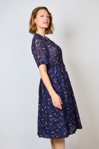 Vestido vintage azul marino con flores - Ropa mujer vintage SusiSweetdress