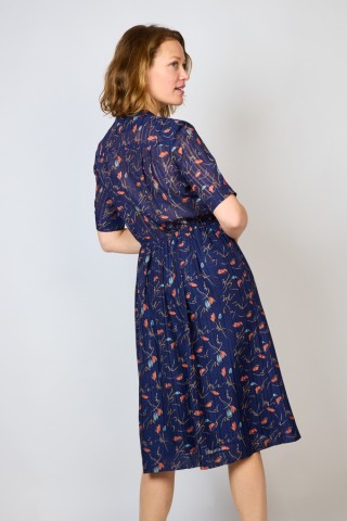 Vestido vintage azul marino con flores - Ropa mujer vintage SusiSweetdress