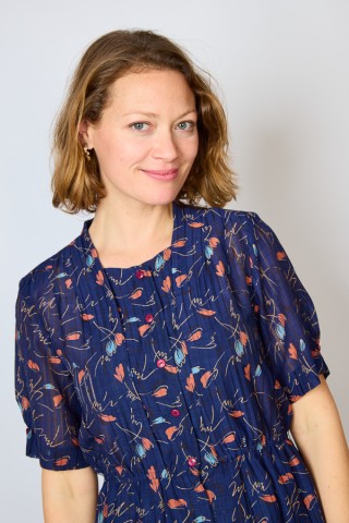 Vestido vintage azul marino con flores - Ropa mujer vintage SusiSweetdress