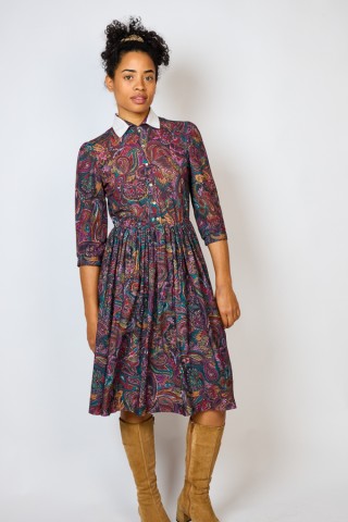 Vestido vintage violeta con arabescos - Ropa mujer vintage SusiSweetdress