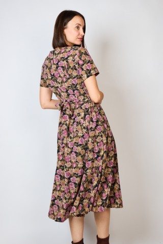 Vestido vintage negro con flores rosas - Ropa mujer vintage SusiSweetdress