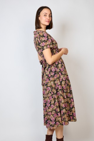 Vestido vintage negro con flores rosas - Ropa mujer vintage SusiSweetdress