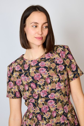 Vestido vintage negro con flores rosas - Ropa mujer vintage SusiSweetdress