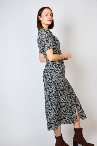 Vestido vintage negro con flores blancas - Ropa mujer vintage SusiSweetdress