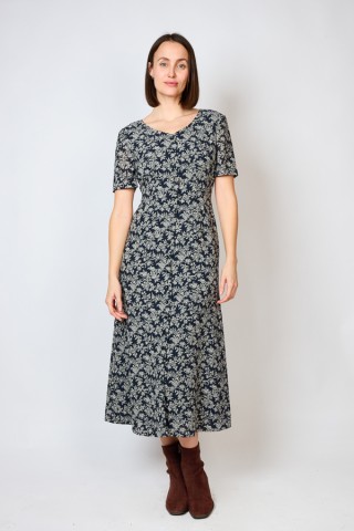 Vestido vintage negro con flores blancas - Ropa mujer vintage SusiSweetdress