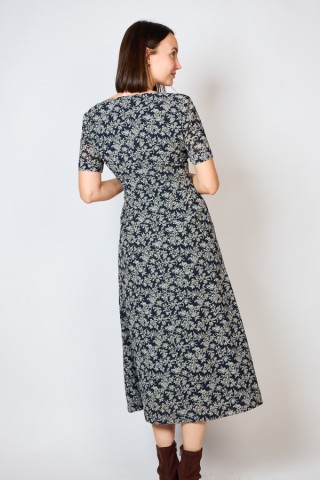 Vestido vintage negro con flores blancas - Ropa mujer vintage SusiSweetdress