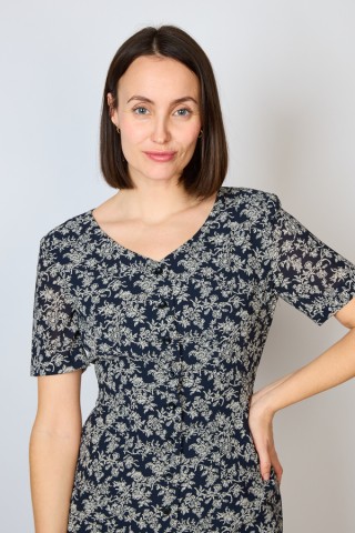 Vestido vintage negro con flores blancas - Ropa mujer vintage SusiSweetdress