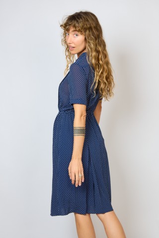 Vestido vintage azul marino con topitos - Ropa mujer vintage SusiSweetdress