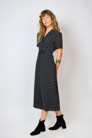 Vestido vintage negro estampado blanco - Ropa mujer vintage SusiSweetdress