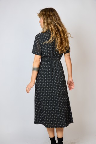 Vestido vintage negro estampado blanco - Ropa mujer vintage SusiSweetdress
