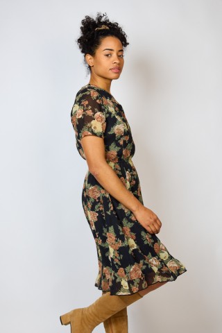 Vestido vintage negro con flores - Ropa mujer vintage SusiSweetdress