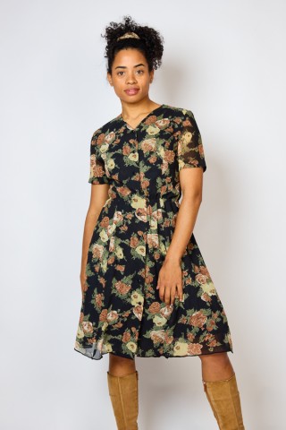Vestido vintage negro con flores - Ropa mujer vintage SusiSweetdress