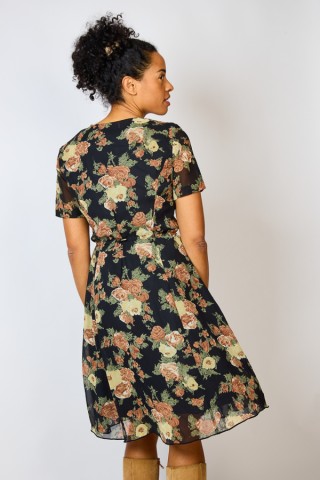 Vestido vintage negro con flores - Ropa mujer vintage SusiSweetdress
