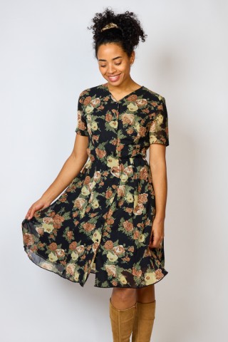 Vestido vintage negro con flores - Ropa mujer vintage SusiSweetdress