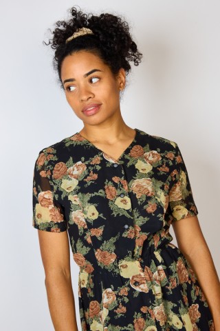 Vestido vintage negro con flores - Ropa mujer vintage SusiSweetdress