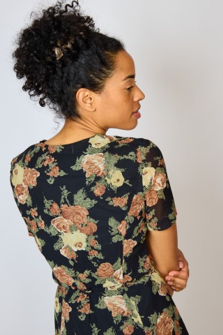 Vestido vintage negro con flores - Ropa mujer vintage SusiSweetdress