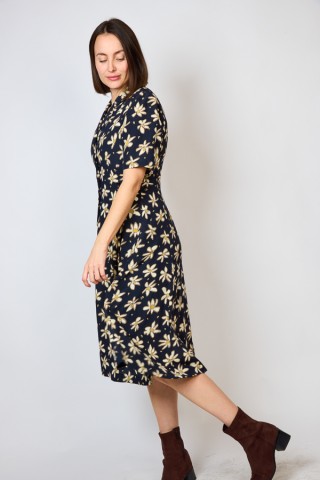 Vestido vintage negro con flores beige - Ropa mujer vintage SusiSweetdress