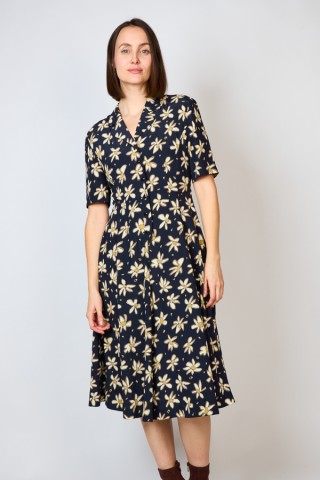 Vestido vintage negro con flores beige - Ropa mujer vintage SusiSweetdress
