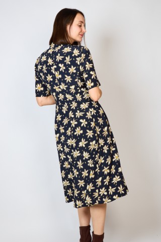 Vestido vintage negro con flores beige - Ropa mujer vintage SusiSweetdress