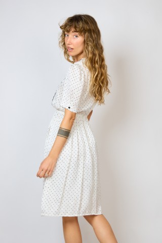 Vestido vintage blanco con topitos negros - Ropa mujer vintage SusiSweetdress