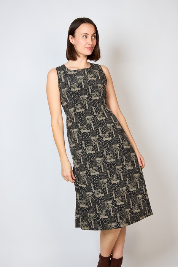 Vestido vintage negro estampado - Ropa mujer vintage SusiSweetdress
