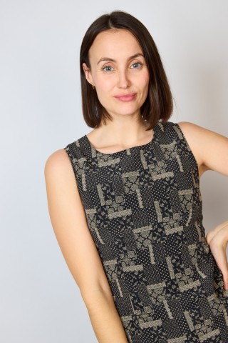 Vestido vintage negro estampado - Ropa mujer vintage SusiSweetdress