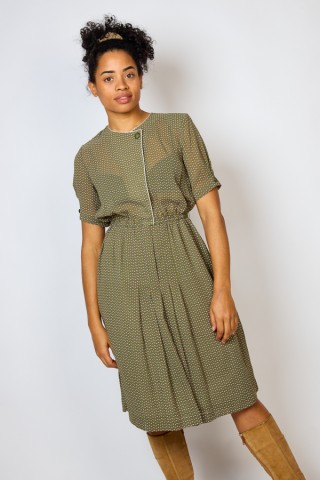 Vestido vintage verde oliva con flores - Ropa mujer vintage SusiSweetdress