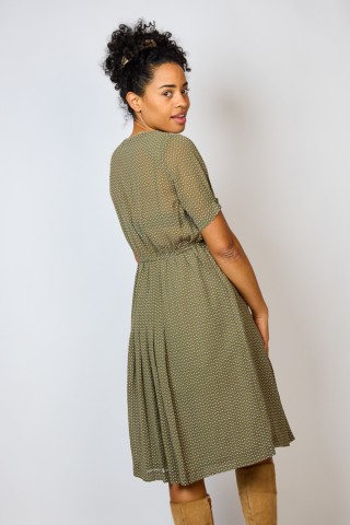 Vestido vintage verde oliva con flores - Ropa mujer vintage SusiSweetdress