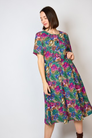 Vestido vintage flores coloridas  - Ropa mujer vintage SusiSweetdress