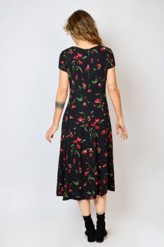 Vestido vintage negro con flores rojas - Ropa mujer vintage SusiSweetdress