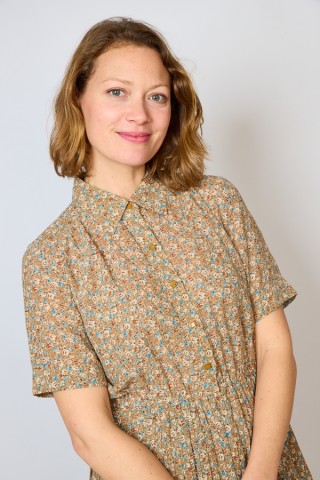 Vestido vintage marrón claro con flores - Ropa mujer vintage SusiSweetdress