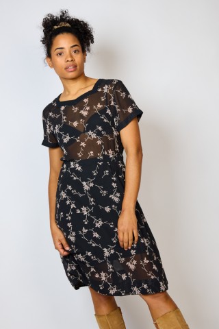 Vestido vintage negro con flores - Ropa mujer vintage SusiSweetdress