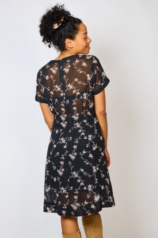 Vestido vintage negro con flores - Ropa mujer vintage SusiSweetdress