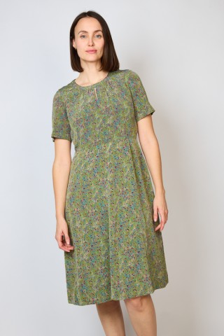 Vestido vintage verde oliva estampado - Ropa mujer vintage SusiSweetdress