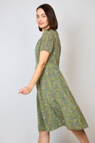 Vestido vintage verde oliva estampado - Ropa mujer vintage SusiSweetdress