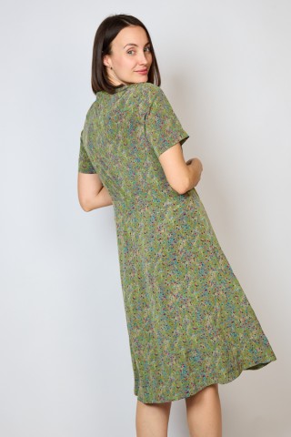 Vestido vintage verde oliva estampado - Ropa mujer vintage SusiSweetdress