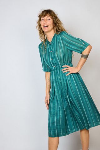 Vestido vintage verde con rayas - Ropa mujer vintage SusiSweetdress