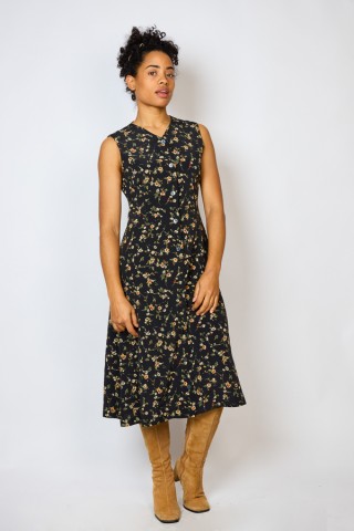 Vestido vintage negro con flores - Ropa mujer vintage SusiSweetdress
